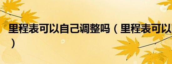 里程表可以自己调整吗（里程表可以随便调吗）