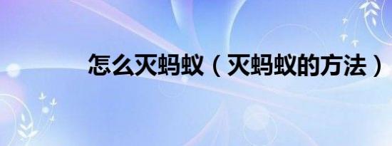 怎么灭蚂蚁（灭蚂蚁的方法）