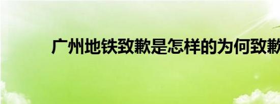广州地铁致歉是怎样的为何致歉