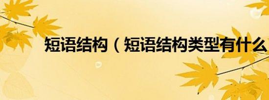 短语结构（短语结构类型有什么）