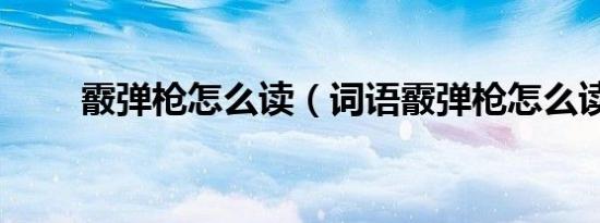 霰弹枪怎么读（词语霰弹枪怎么读）