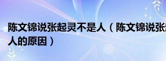 陈文锦说张起灵不是人（陈文锦说张起灵不是人的原因）
