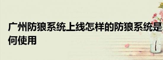 广州防狼系统上线怎样的防狼系统是怎样的如何使用