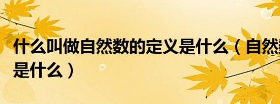 什么叫做自然数的定义是什么（自然数的定义是什么）