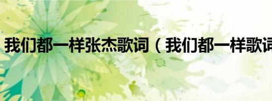 我们都一样张杰歌词（我们都一样歌词全文）