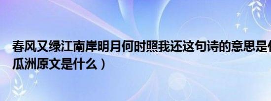 春风又绿江南岸明月何时照我还这句诗的意思是什么（泊船瓜洲原文是什么）