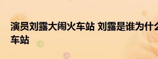 演员刘露大闹火车站 刘露是谁为什么大闹火车站