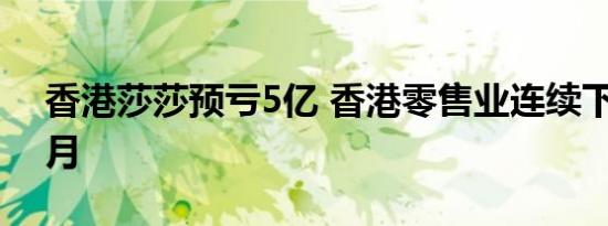 香港莎莎预亏5亿 香港零售业连续下跌14个月