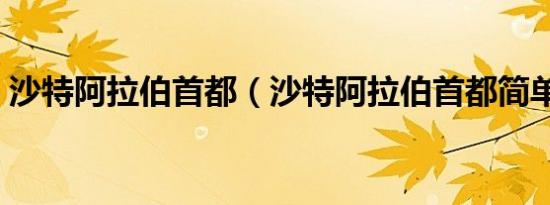 沙特阿拉伯首都（沙特阿拉伯首都简单介绍）