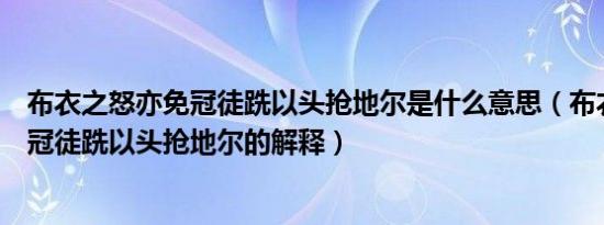 布衣之怒亦免冠徒跣以头抢地尔是什么意思（布衣之怒亦免冠徒跣以头抢地尔的解释）