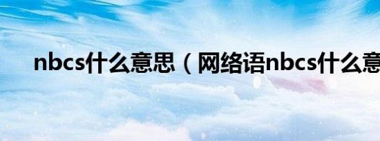 nbcs什么意思（网络语nbcs什么意思）