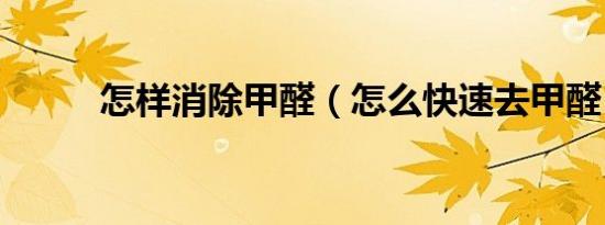 怎样消除甲醛（怎么快速去甲醛）