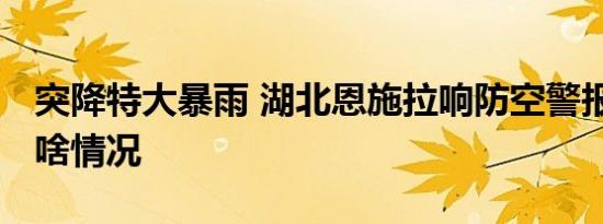突降特大暴雨 湖北恩施拉响防空警报 具体是啥情况