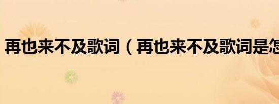 再也来不及歌词（再也来不及歌词是怎样的）