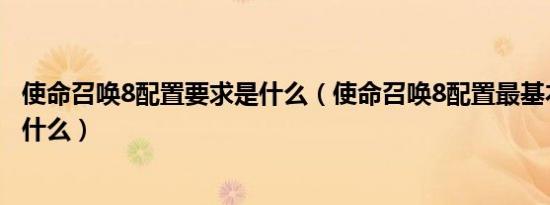 使命召唤8配置要求是什么（使命召唤8配置最基本的要求是什么）