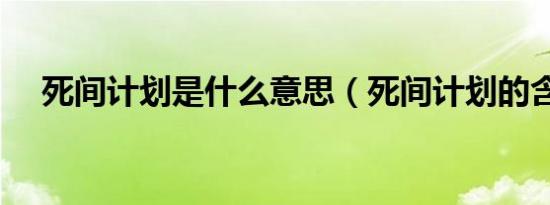 死间计划是什么意思（死间计划的含义）