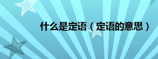 什么是定语（定语的意思）