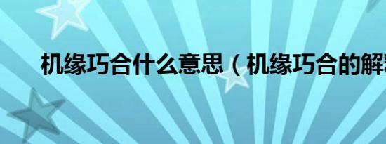 机缘巧合什么意思（机缘巧合的解释）