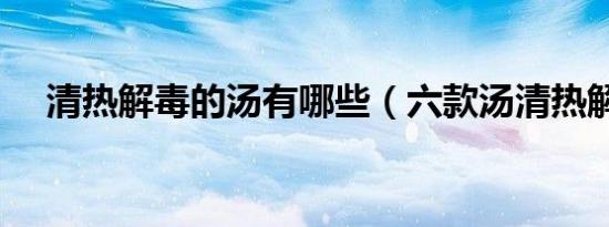 清热解毒的汤有哪些（六款汤清热解毒）