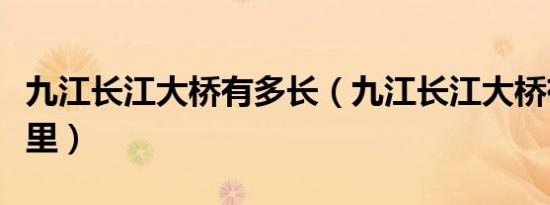 九江长江大桥有多长（九江长江大桥有多少公里）