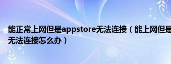 能正常上网但是appstore无法连接（能上网但是appstore无法连接怎么办）