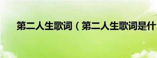 第二人生歌词（第二人生歌词是什么）