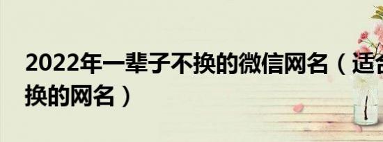 2022年一辈子不换的微信网名（适合长期不换的网名）