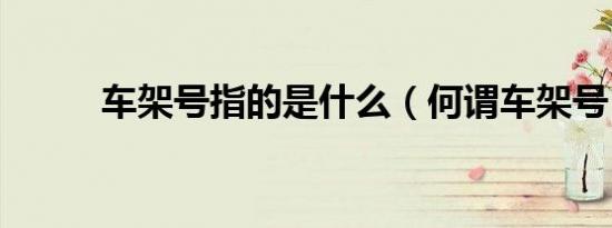 车架号指的是什么（何谓车架号）