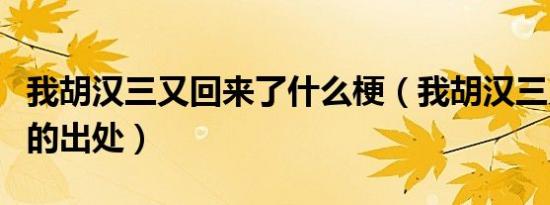 我胡汉三又回来了什么梗（我胡汉三又回来了的出处）