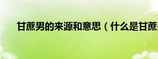 甘蔗男的来源和意思（什么是甘蔗男）