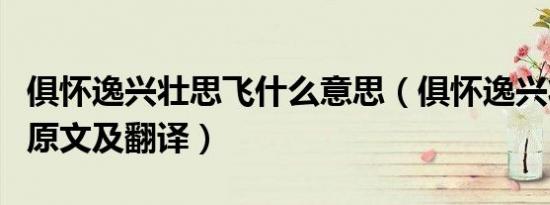 俱怀逸兴壮思飞什么意思（俱怀逸兴壮思飞的原文及翻译）