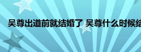 吴尊出道前就结婚了 吴尊什么时候结婚的