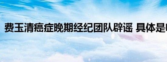 费玉清癌症晚期经纪团队辟谣 具体是啥情况