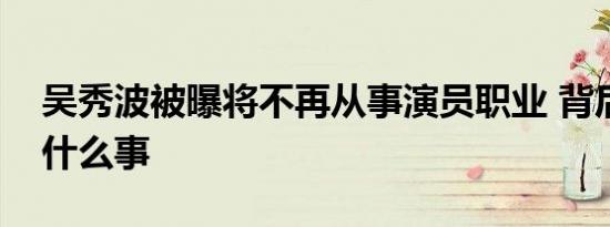 吴秀波被曝将不再从事演员职业 背后发生了什么事
