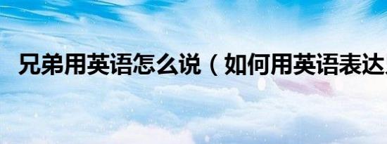 兄弟用英语怎么说（如何用英语表达兄弟）