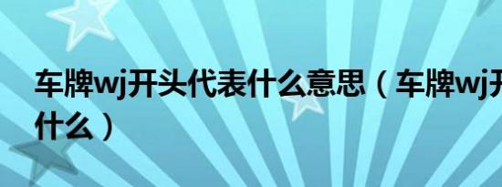 车牌wj开头代表什么意思（车牌wj开头代表什么）