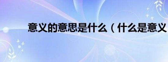 意义的意思是什么（什么是意义）
