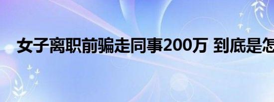 女子离职前骗走同事200万 到底是怎样的