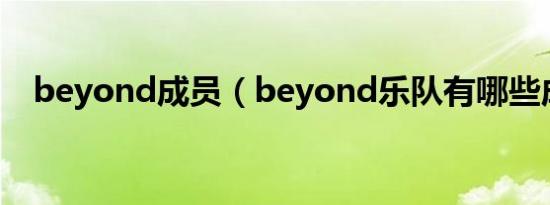 beyond成员（beyond乐队有哪些成员）