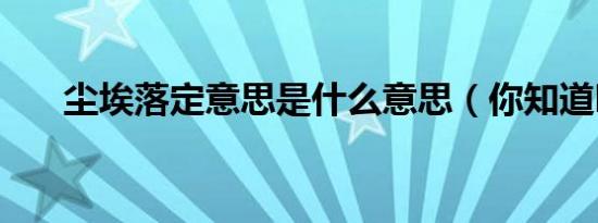 尘埃落定意思是什么意思（你知道吗）