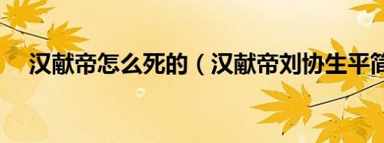 汉献帝怎么死的（汉献帝刘协生平简介）