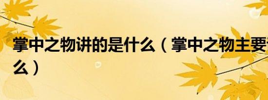掌中之物讲的是什么（掌中之物主要讲述了什么）