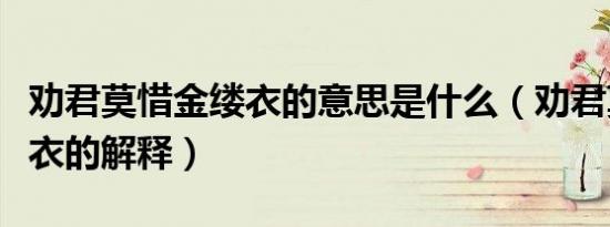 劝君莫惜金缕衣的意思是什么（劝君莫惜金缕衣的解释）