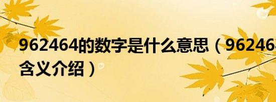 962464的数字是什么意思（962464的数字含义介绍）