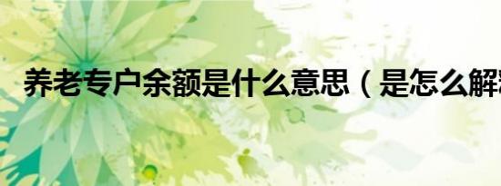 养老专户余额是什么意思（是怎么解释的）