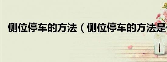 侧位停车的方法（侧位停车的方法是什么）