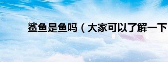 鲨鱼是鱼吗（大家可以了解一下）