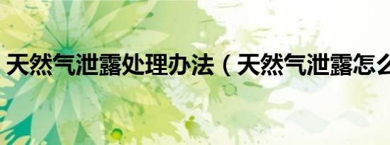天然气泄露处理办法（天然气泄露怎么处理）
