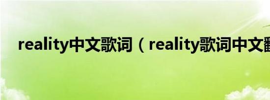 reality中文歌词（reality歌词中文翻译）