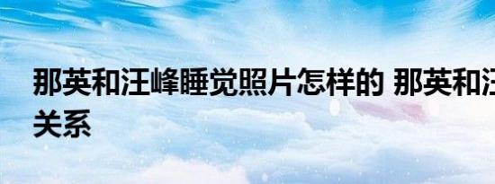 那英和汪峰睡觉照片怎样的 那英和汪峰什么关系